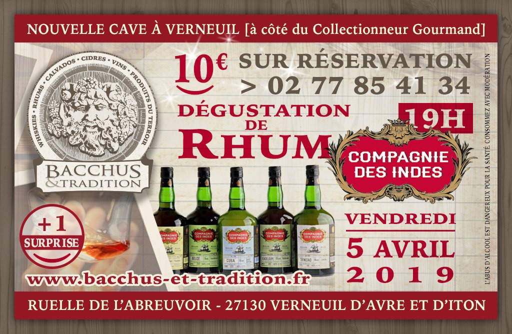 5 avril 2019 : Dégustation de Rhum - Compagnie des Indes